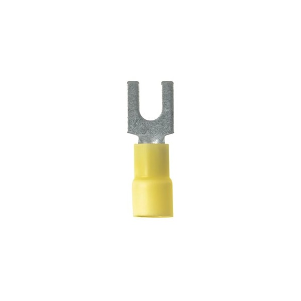Ring Terminal, 1/4 in Stud Size, 10 AWG, 600 V, Vinyl Insulated, Yellow, 50 PK